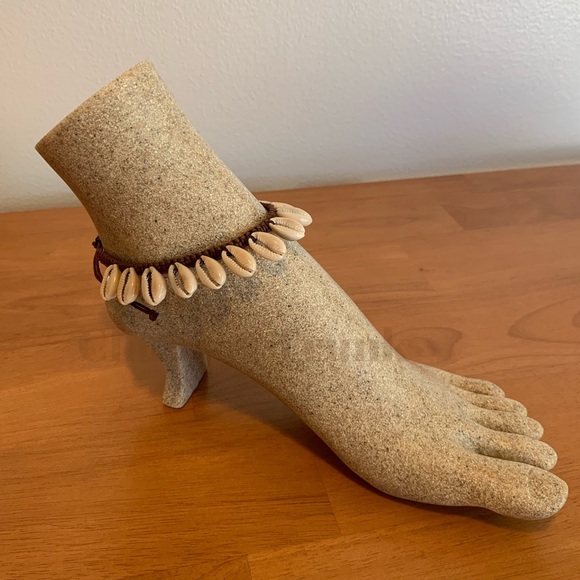 Handmade Cowrie Shell Macrame Anklet – Dark Brown Cord Adjustable Beach Jewelry - Picture 2 of 6